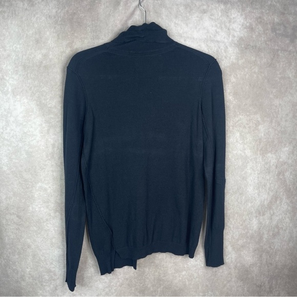 Brochu Walker Asymmetrical Knit Cashmere Blend Turtleneck Sweater In Blue Sz M - Picture 7 of 7